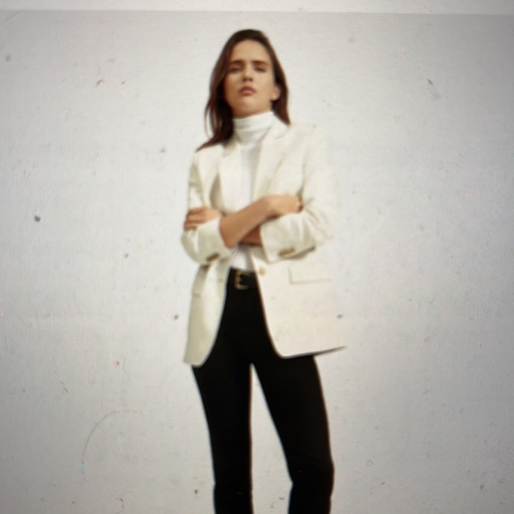 Everlane Cotton-Linen Blazer in Bone, Size 4, NWT